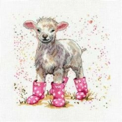 Bree Merryn Lottie The Lamb Cross Stitch Kit On Aida (20 X 20cm)