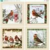 Debbi Moore Winter Robins In Hats 4 Feature Squares Fabric Panel (70cm X 72cm) -SEWINGSTREET Sales dfuu71