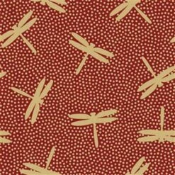 Oriental Arts Dragonflies Red Extra Wide Backing Fabric 0.5m (274cm Width)