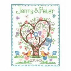 Celebration - Love Heart Wedding Sampler Cross Stitch Kit (18.5 X 23.5cm)
