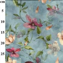 Digital Cotton Lawn Prints Blue Floral Fabric Bundle (3m)