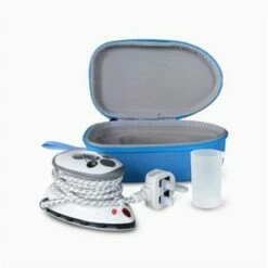 Mini Steam Iron With Blue Travel Case