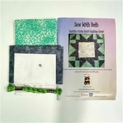 Sew With Beth Green Circle Sashiko Cushion