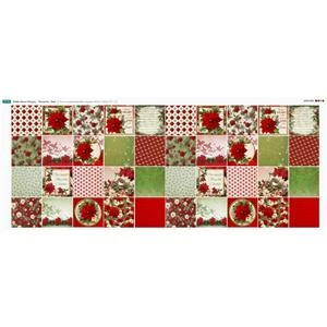 Debbi Moore Red Poinsettia 40 X 5" Squares Fabric Panel (140cm X 55cm) -SEWINGSTREET Sales mduu92