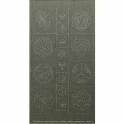 Sashiko Tsumugi Preprinted Kamon 19 Dark Green Fabric Panel 108x61cm