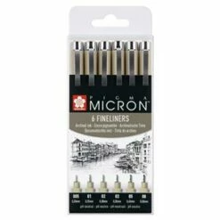 Pigma Micron Fineliners Set Of 6 Black