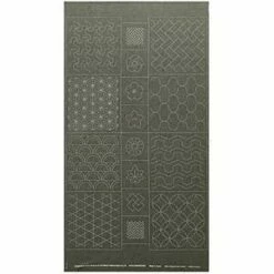 Sashiko Tsumugi Preprinted Geo 19 Dark Green Fabric Panel 108x61cm