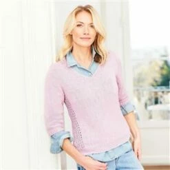 Stylecraft Naturals Bamboo & Cotton V-Neck Sweater Lilac X 4 Balls Size 32-34in