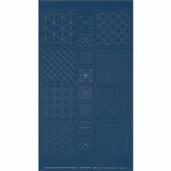 Sashiko Tsumugi Preprinted Geo 20 Indigo Blue Fabric Panel 108x61cm