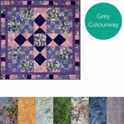 Village Fabrics Batik Knot Garden Quilt Kit - Grey