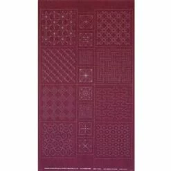Sashiko Tsumugi Preprinted Geo 20 Deep Red Fabric Panel 108x61cm