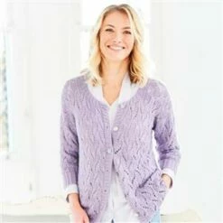 Stylecraft Naturals Bamboo & Cotton Twin Set Cardigan Lavender X 6 Balls Size 36-42in
