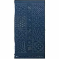 Sashiko Tsumugi Preprinted Geo 19 Indigo Blue Fabric Panel 108x61cm